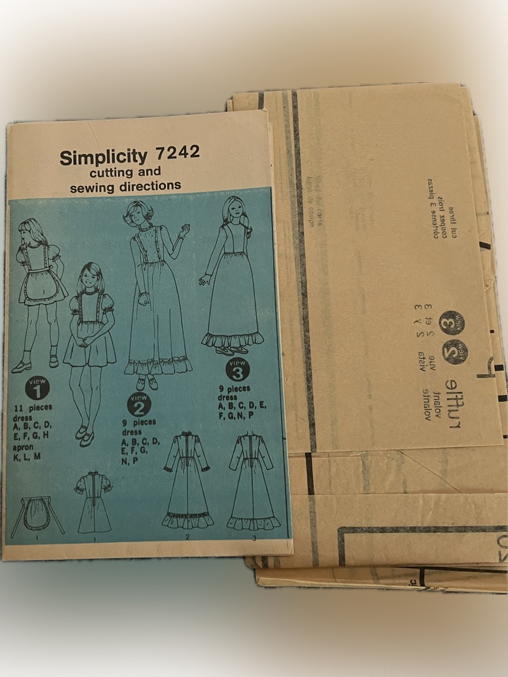 🔴Vintage Simplicity 7242  Girls Long Short Dress Uncut Pattern Sewing 8